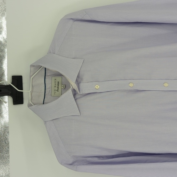 Ted Baker Button Down Dress Shirt Blue 17 32/33 preppy classis Business casual - Picture 3 of 6